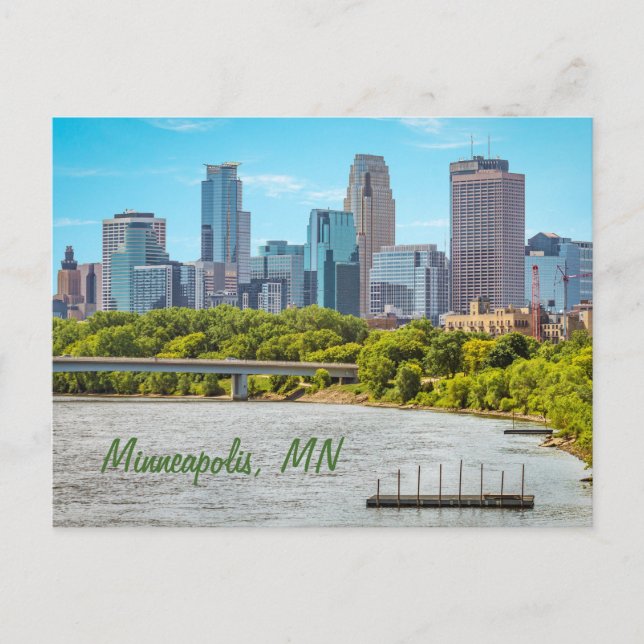 Carte postale de la skyline de Minneapolis, MN (Devant)