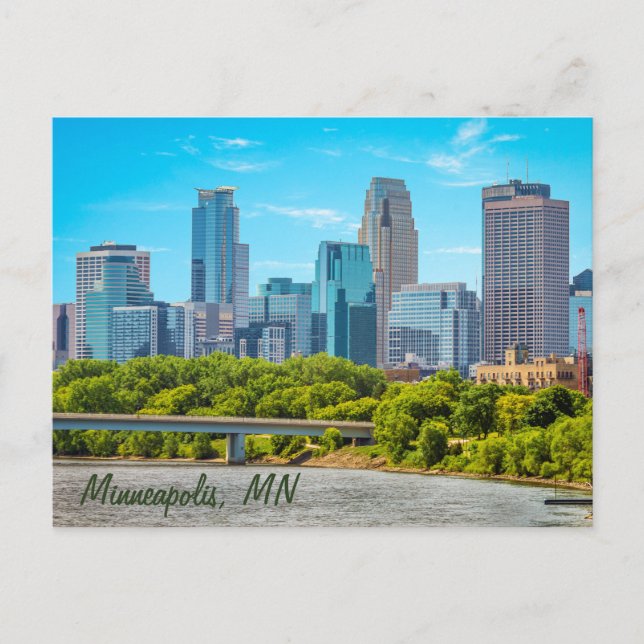 Carte postale de la skyline de Minneapolis, MN (Devant)