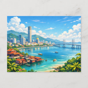 Carte postale de la skyline de Penang Malaisie