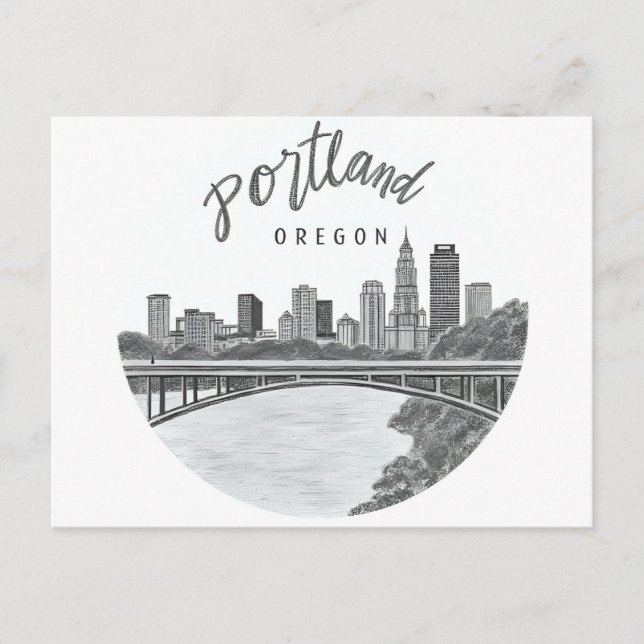 Carte postale de la skyline de Portland Oregon (Devant)