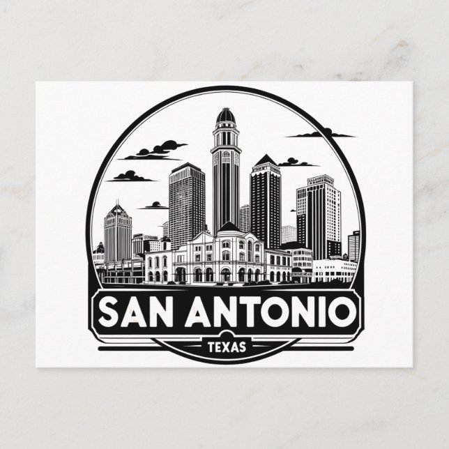Carte postale de la skyline de San Antonio Texas (Devant)