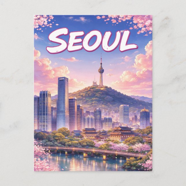 Carte postale de la skyline de Séoul en Corée du S (Devant)