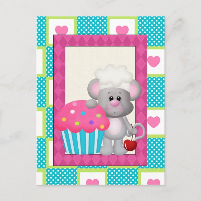Carte postale de la souris Cupcake (Devant)