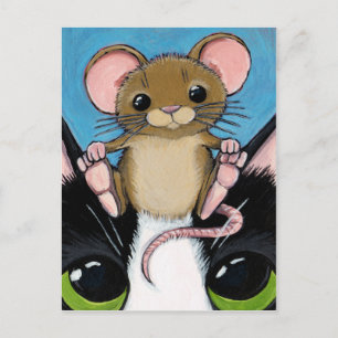 Carte postale de la souris et du chat Brown