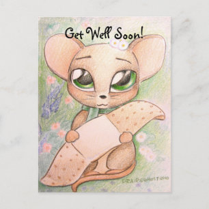 Carte postale de la souris Get Well bion