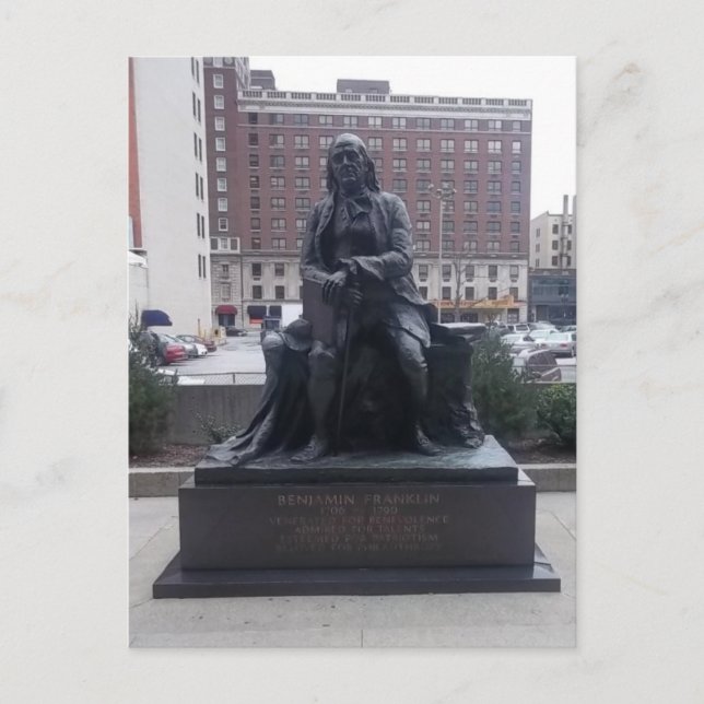 Carte postale de la statue de Benjamin Franklin (Devant)