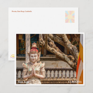 Carte postale de la statue de Devata Siem Reap Cam
