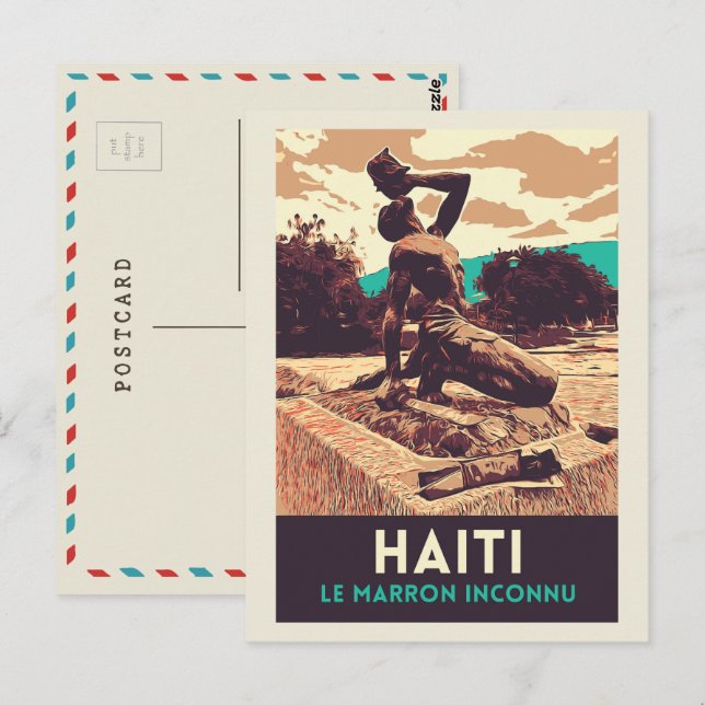 Carte postale de la statue de Haiti Marron inconnu (Devant / Derrière)