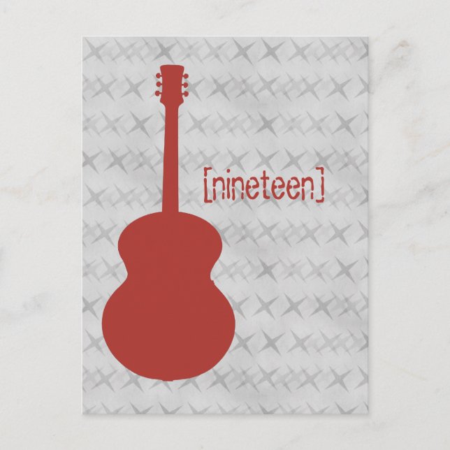Carte postale de la table de grunge de guitare rou (Devant)