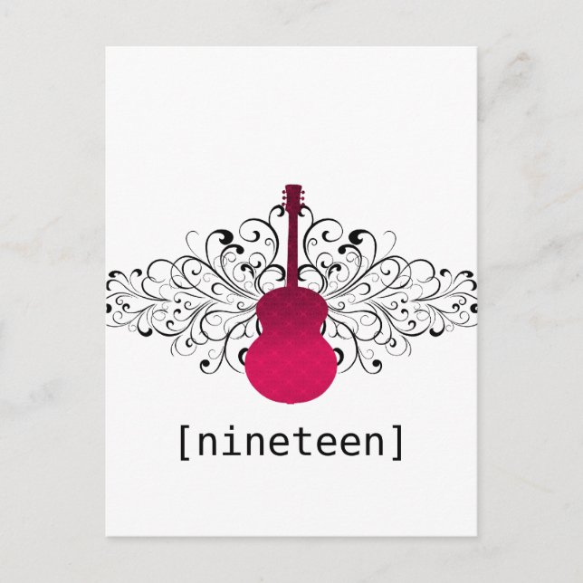 Carte postale de la table de guitare Hot Pink (Devant)