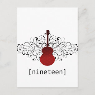 Carte postale de la table de guitare Red Swirls