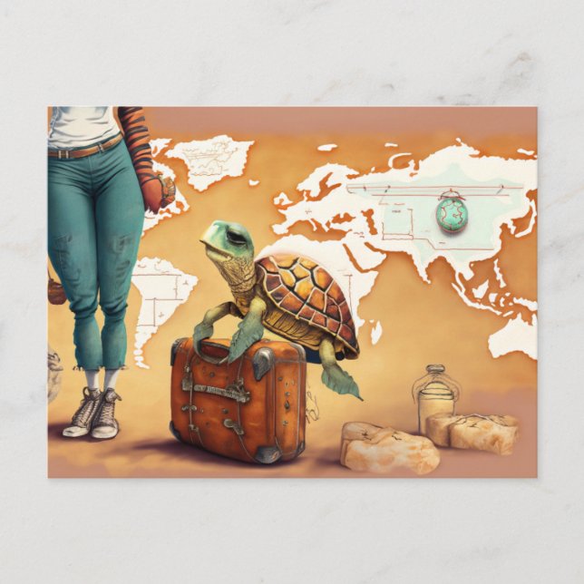Carte postale de la Tortue voyageuse | Aventure mi (Devant)