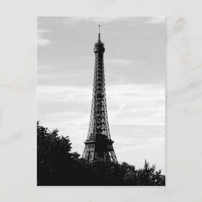 Carte postale de la Tour Eiffel en noir et blanc (Devant)