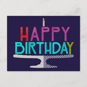 Carte postale de la typographie du gâteau d'annive