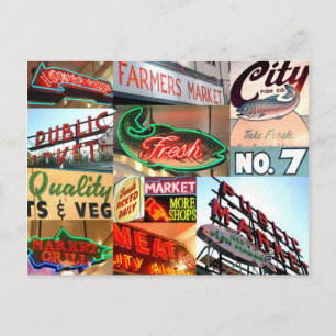 Carte postale de la typographie du marché public d