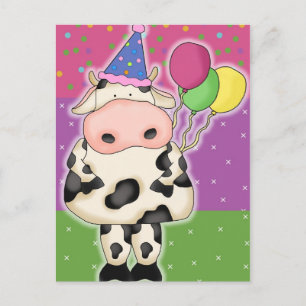 Carte postale de la vache d'anniversaire