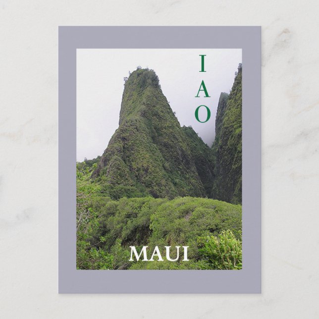 CARTE POSTALE DE LA VALLÉE DE L'IAO, MAUI (Devant)