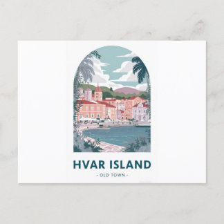Carte postale de la vieille ville de Hvar Island -
