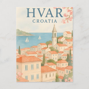 Carte postale de la vieille ville de Hvar Island -