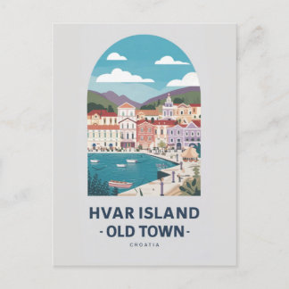 Carte postale de la vieille ville de Hvar Island -