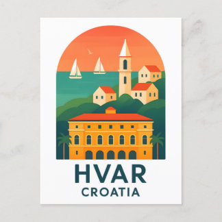 Carte postale de la vieille ville de Hvar Island -