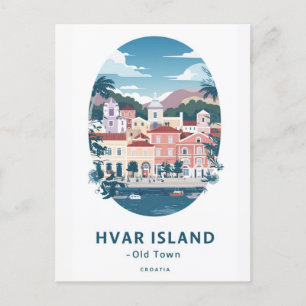 Carte postale de la vieille ville de l'île de Hvar