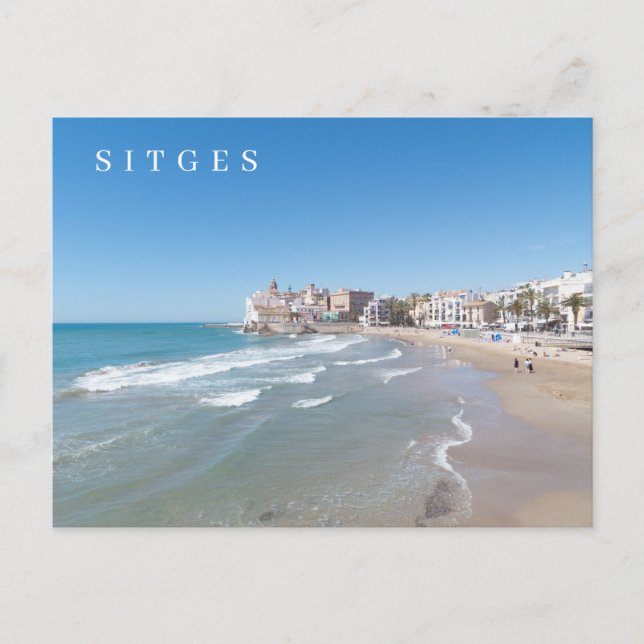 Carte postale de la vue de la plage de Sitges (Devant)