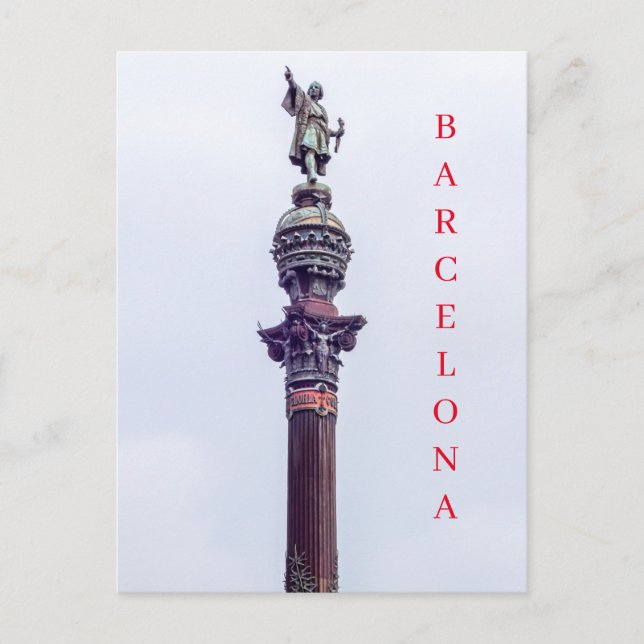 Carte postale de la vue du monument de Barcelone (Devant)