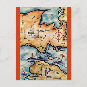 Carte postale de la zone du pont de Mackinac Islan