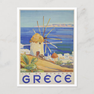 Carte postale de l'affiche de voyage de Grèce vint