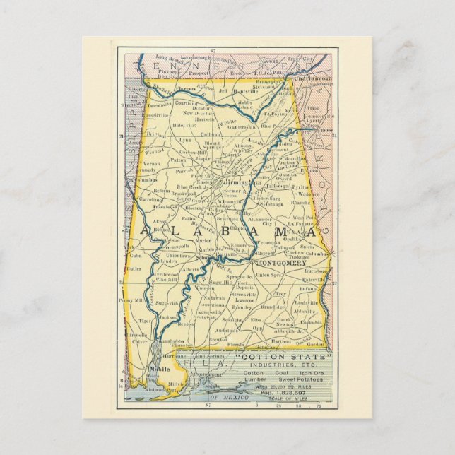 Carte postale de l'Alabama vintage (Devant)
