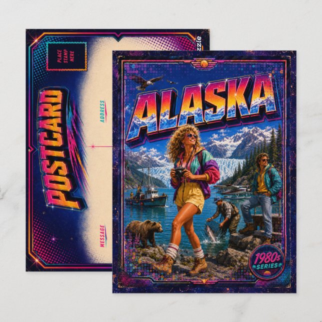 Carte postale de l'Alaska des années 80 Rétro (Devant / Derrière)