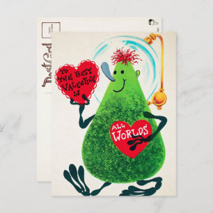 Carte postale de l'Alien rétro Valentine's Day