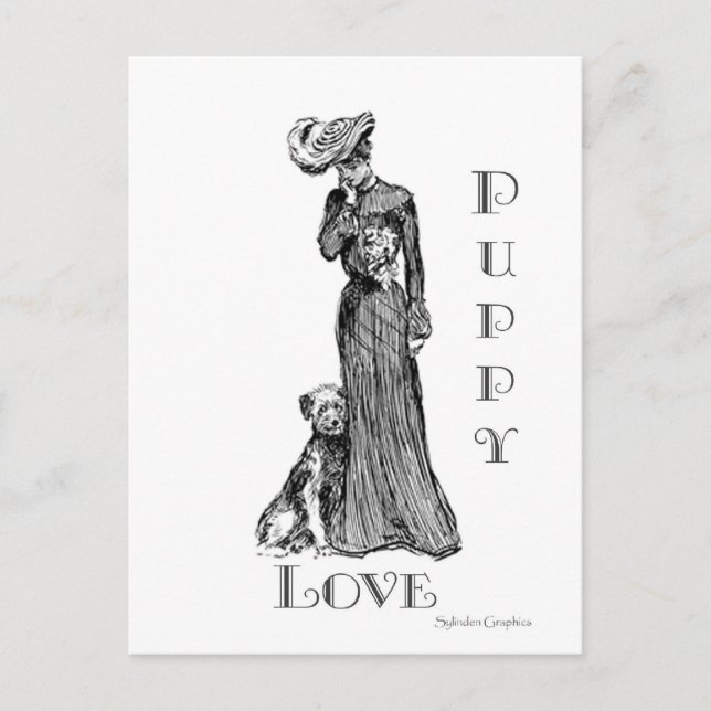 Carte postale de l'amour du chiot (Devant)