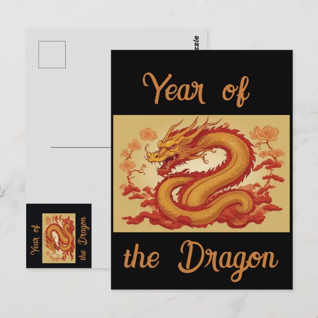 Carte postale de l'année du Dragon (Devant / Derrière)