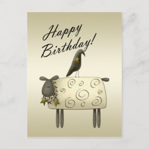 Carte postale de l'anniversaire du corbeau et du m
