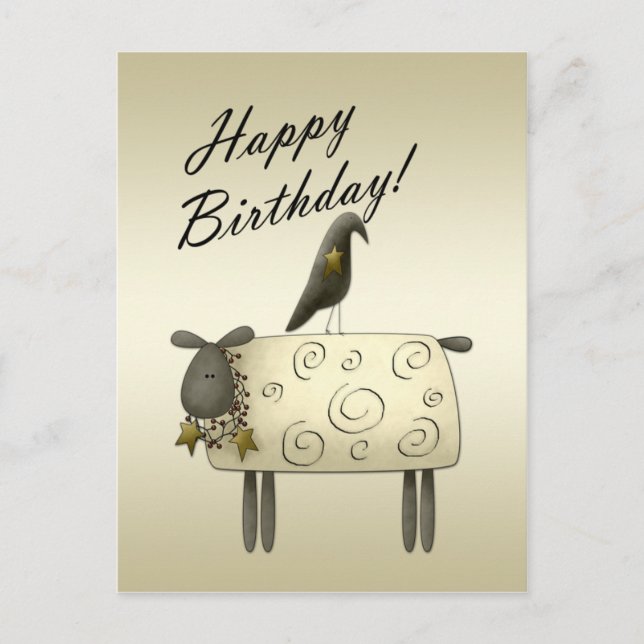Carte postale de l'anniversaire du corbeau et du m (Devant)