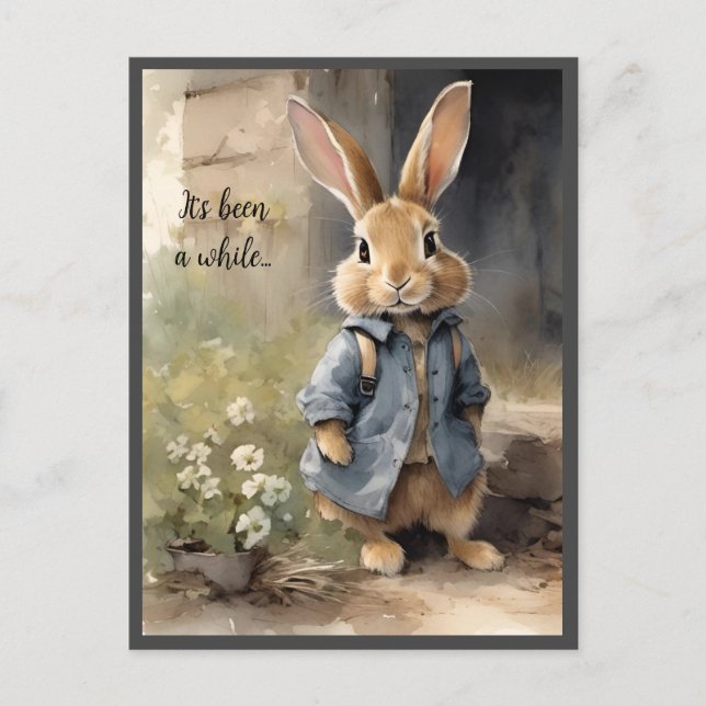 Carte postale de lapin de style vintage mignon (Devant)