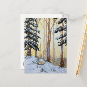 Carte postale de lapin d'hiver
