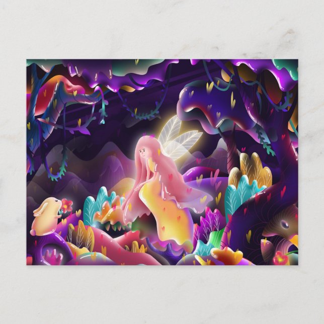 Carte postale de lapin et de fée (Devant)