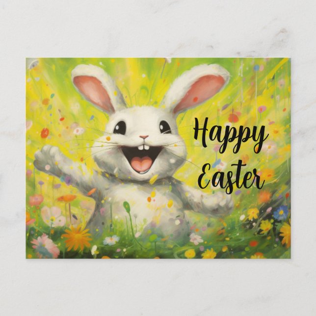 Carte postale de lapin heureux de Pâques #5 (Devant)
