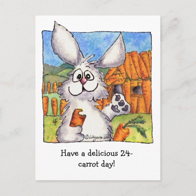 Carte postale de lapin mignon de 24 carottes (Devant)