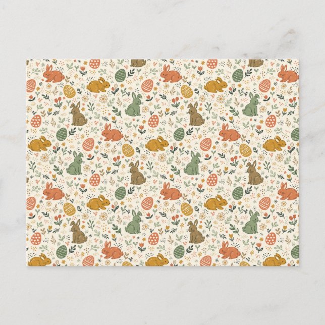 Carte postale de lapins de printemps dessinés à la (Devant)