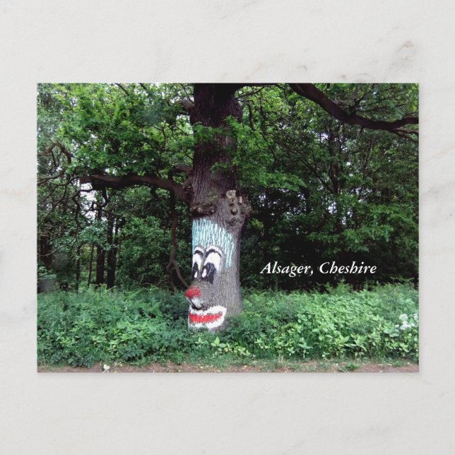 Carte postale de l'arbre avec un visage à Alsager (Devant)