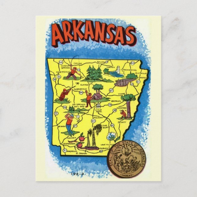 Carte postale de l'Arkansas illustrée vintage (Devant)