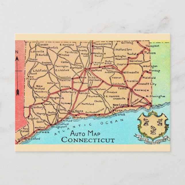 Carte postale de l'Atlas automobile du Connecticut (Devant)