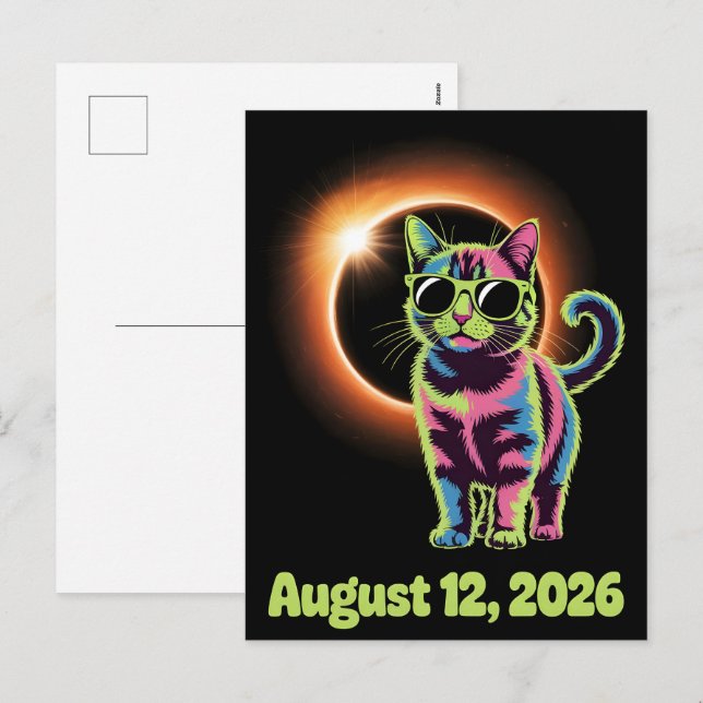 Carte postale de l'éclipse solaire 2026 (Devant / Derrière)