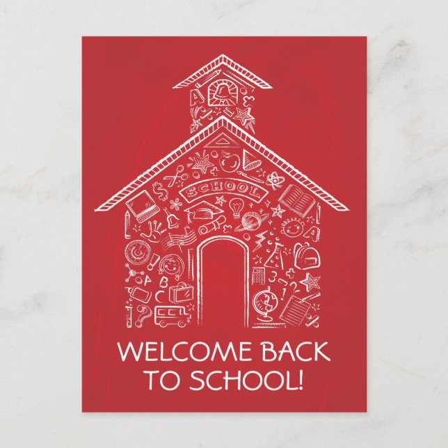 Carte postale de l'école - Rouge (Devant)