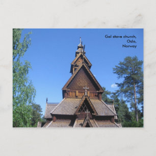 Carte postale de l'église en bois debout de Gol #1