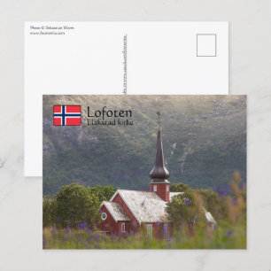 Carte postale de l'église Lofoten Islands